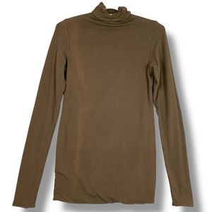 Peruvian Connection Extreme‎ Turtleneck Top Womens XS Brown Pima T Neck Shirt